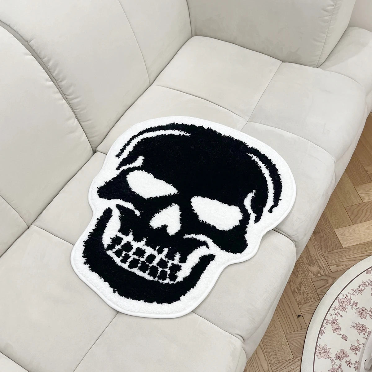 Black and White Tufted "Skull" Rug - TheRugGuy
