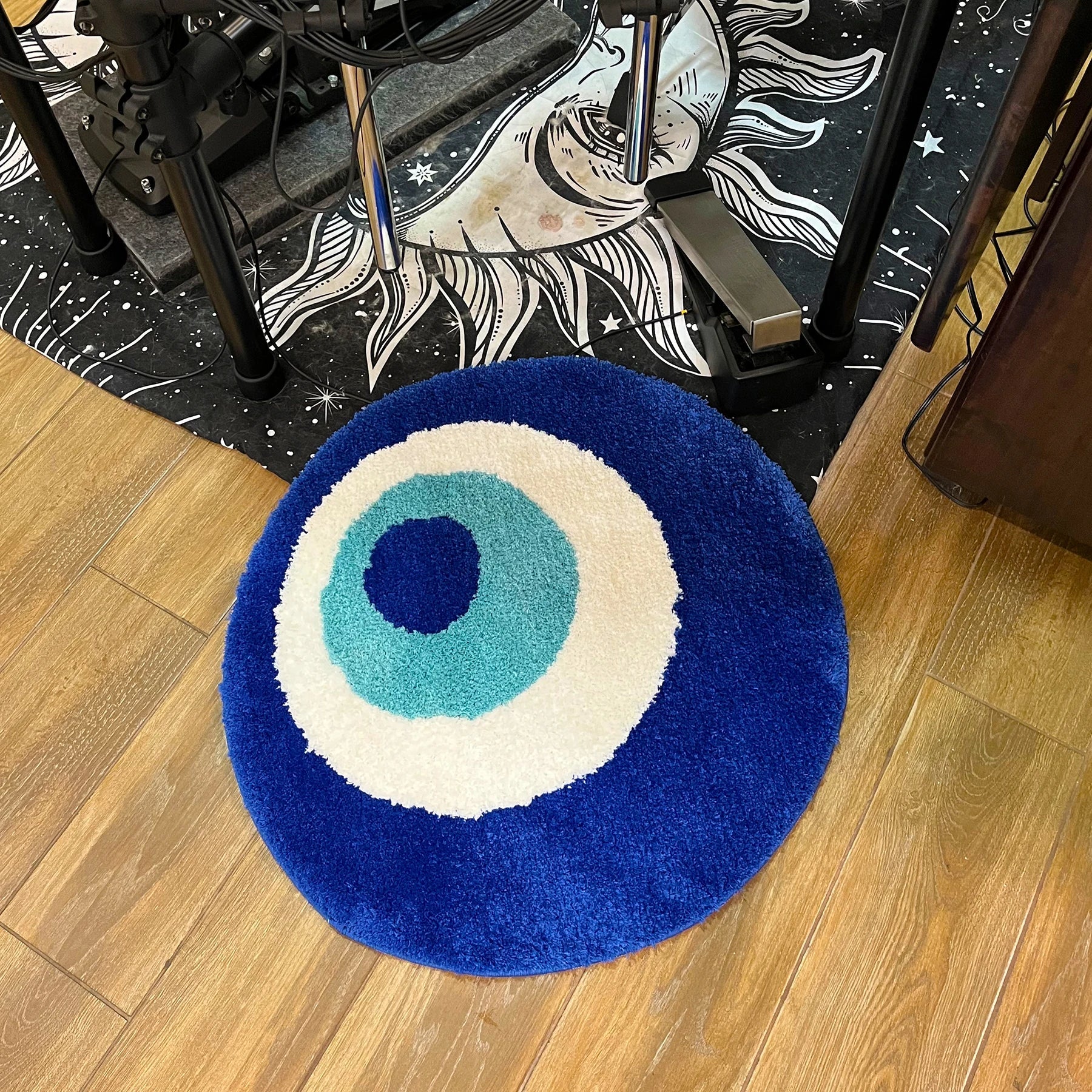 Blue and White Tufted "Nazar , Evil Eye" Rug - TheRugGuy