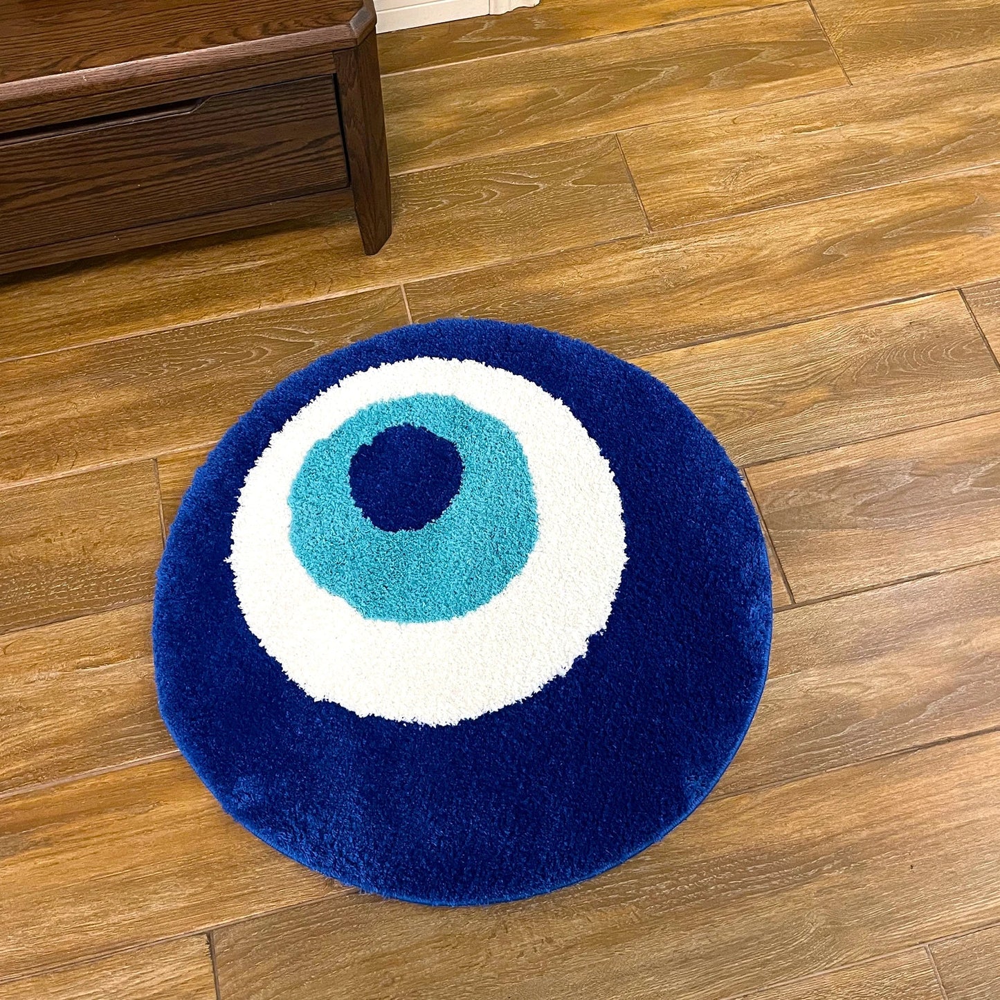 Blue and White Tufted "Nazar , Evil Eye" Rug - TheRugGuy