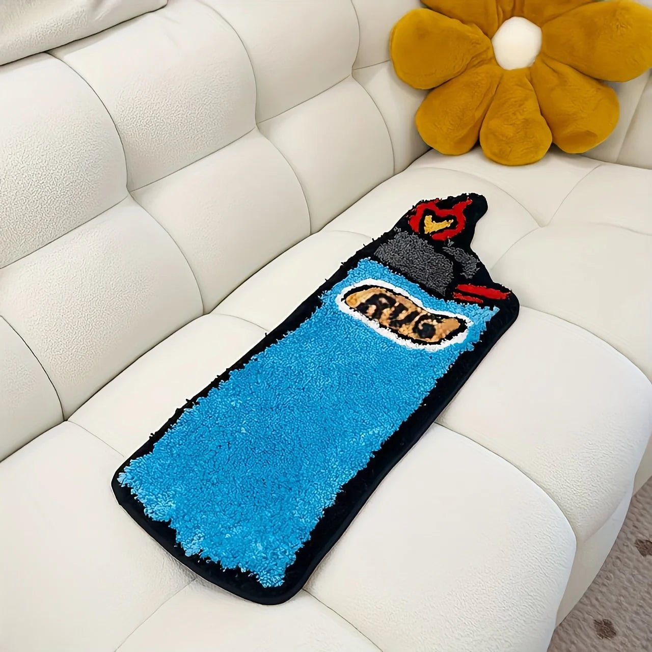 Blue and Yellow Tufted "Bic Lighter" Rug - TheRugGuy