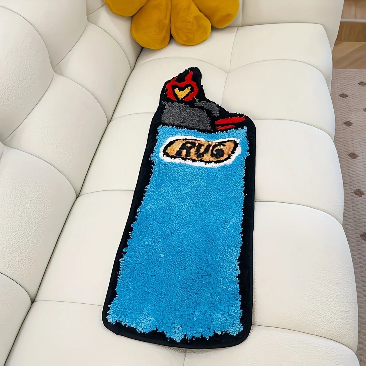 Blue and Yellow Tufted "Bic Lighter" Rug - TheRugGuy
