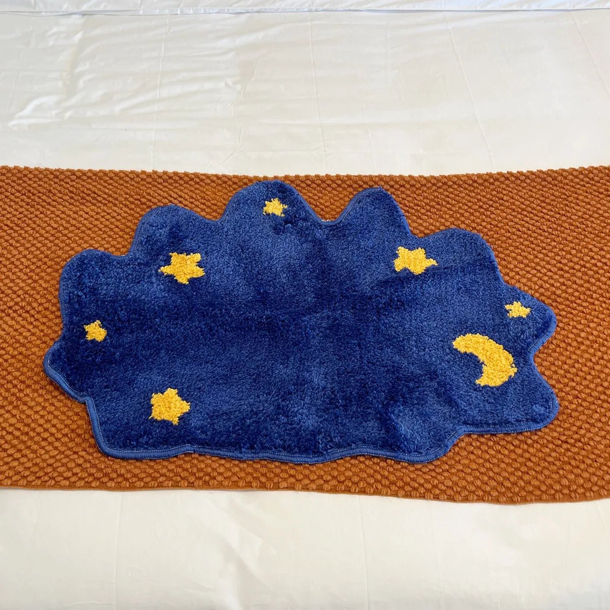 Blue and Yellow Tufted "Starry Night" Rug - TheRugGuy