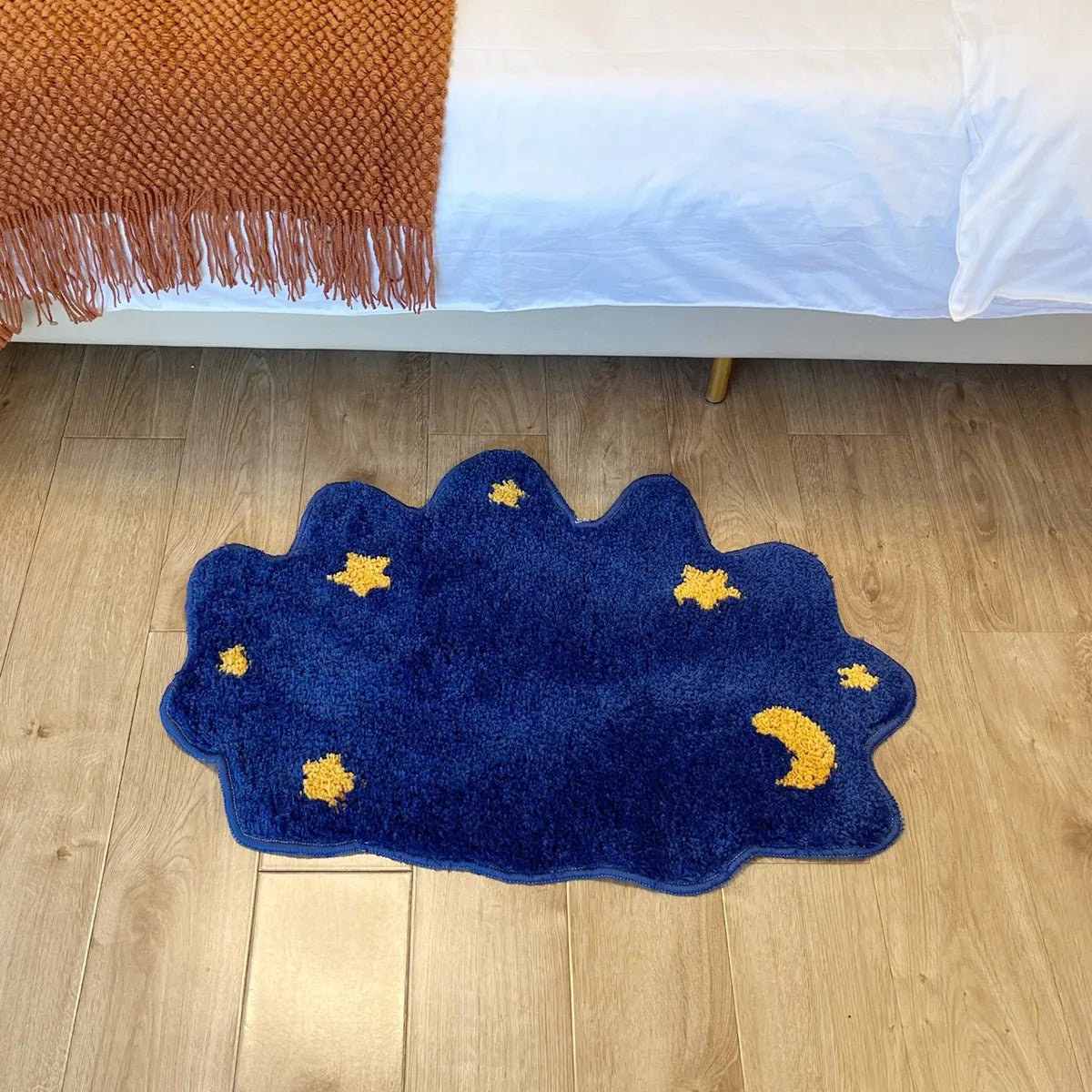 Blue and Yellow Tufted "Starry Night" Rug - TheRugGuy