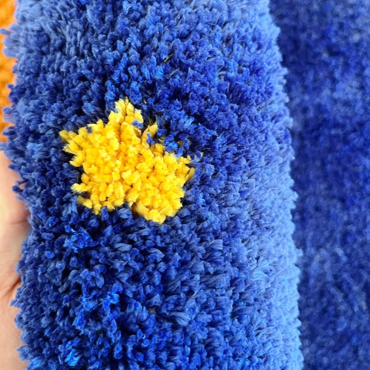 Blue and Yellow Tufted "Starry Night" Rug - TheRugGuy