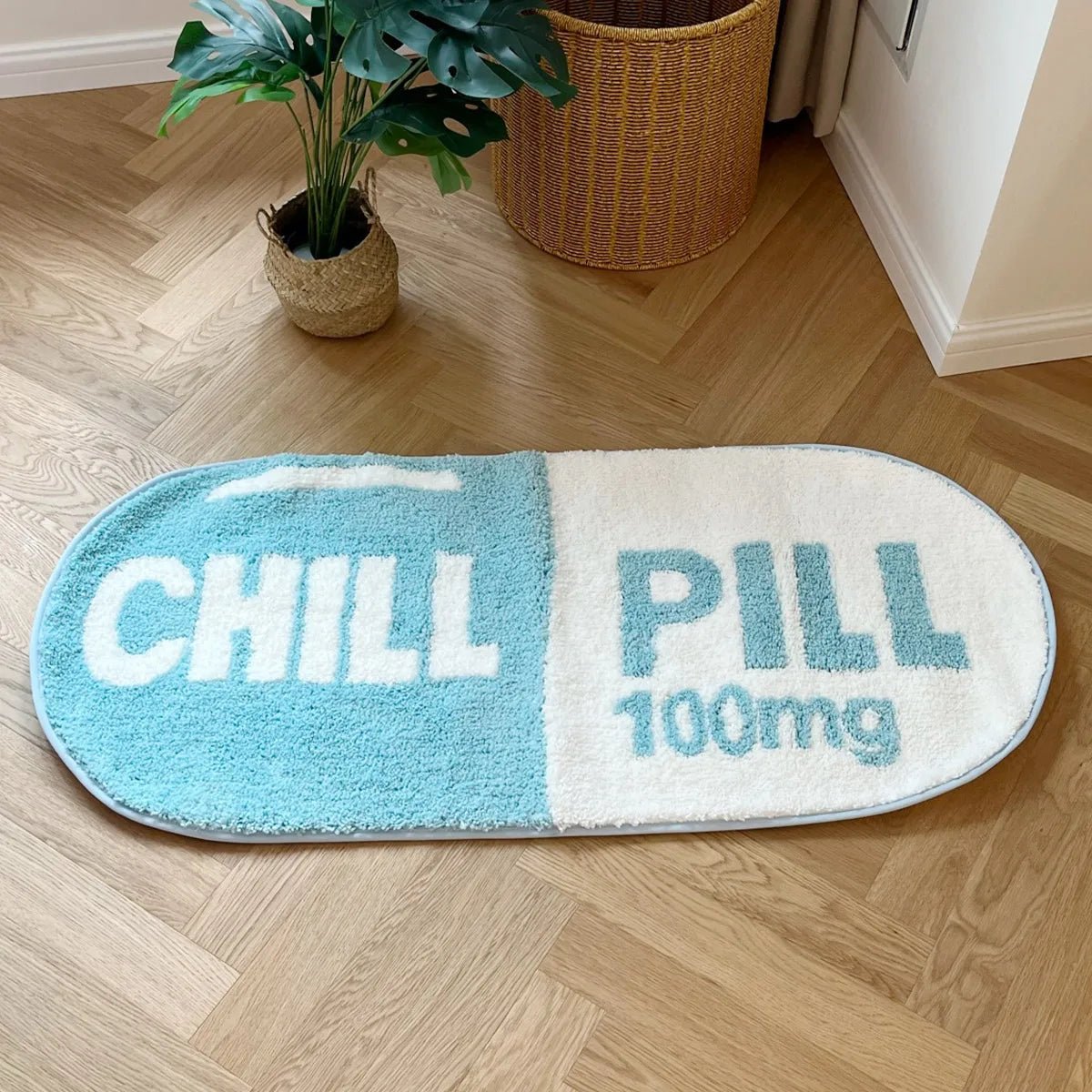 Blue Tufted "Chill Pill" rug - TheRugGuy