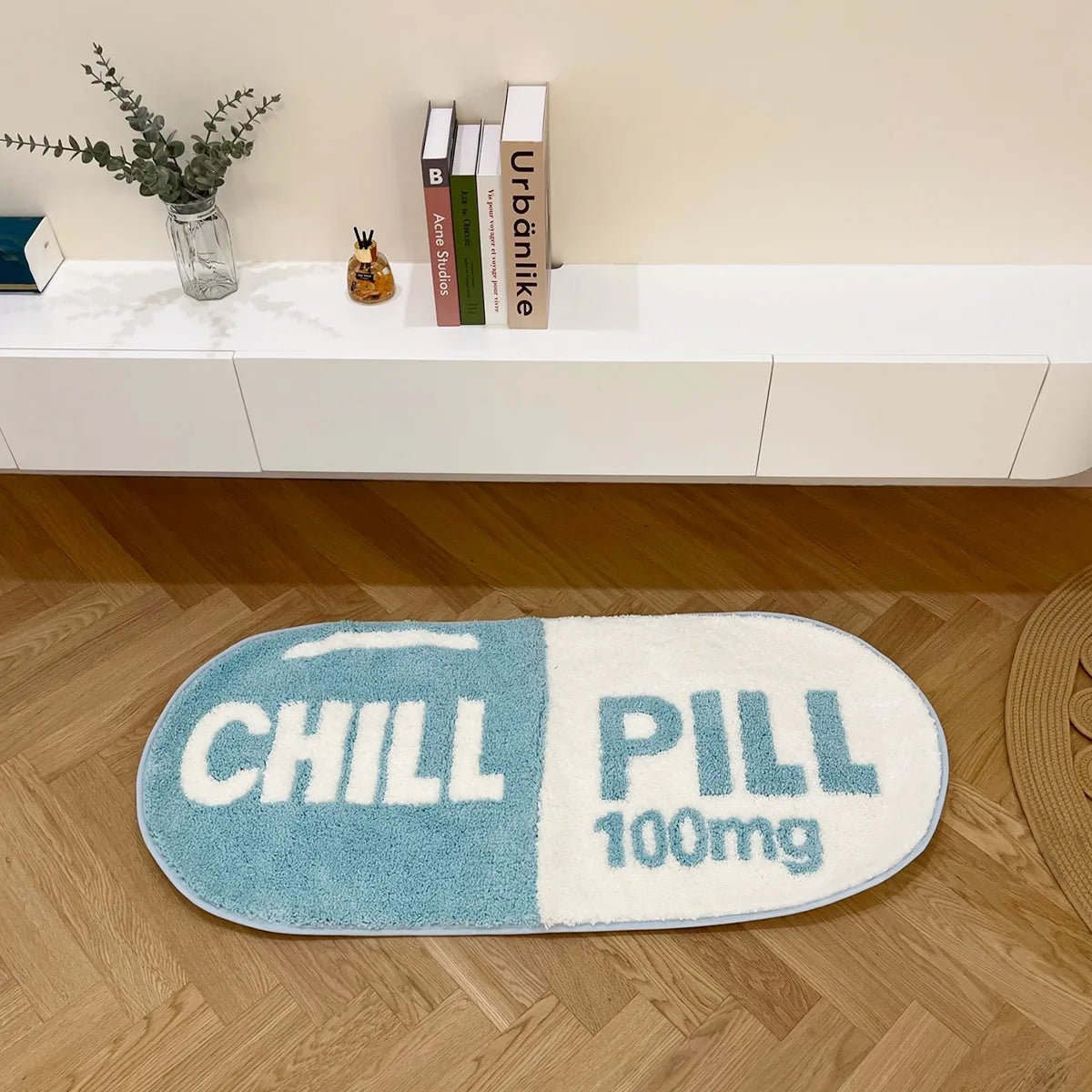 Blue Tufted "Chill Pill" rug - TheRugGuy