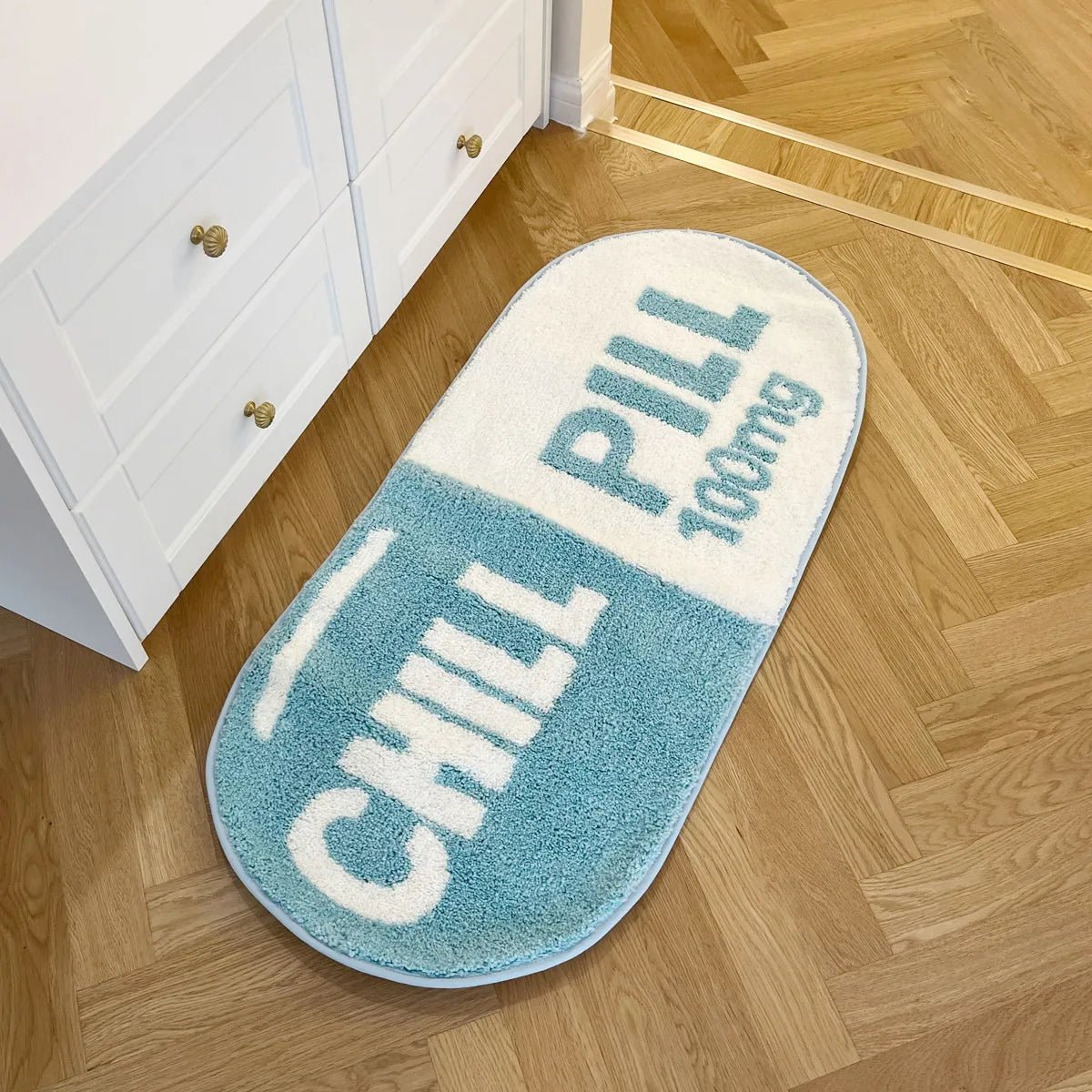Blue Tufted "Chill Pill" rug - TheRugGuy