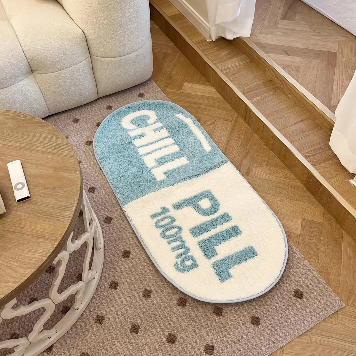 Blue Tufted "Chill Pill" rug - TheRugGuy