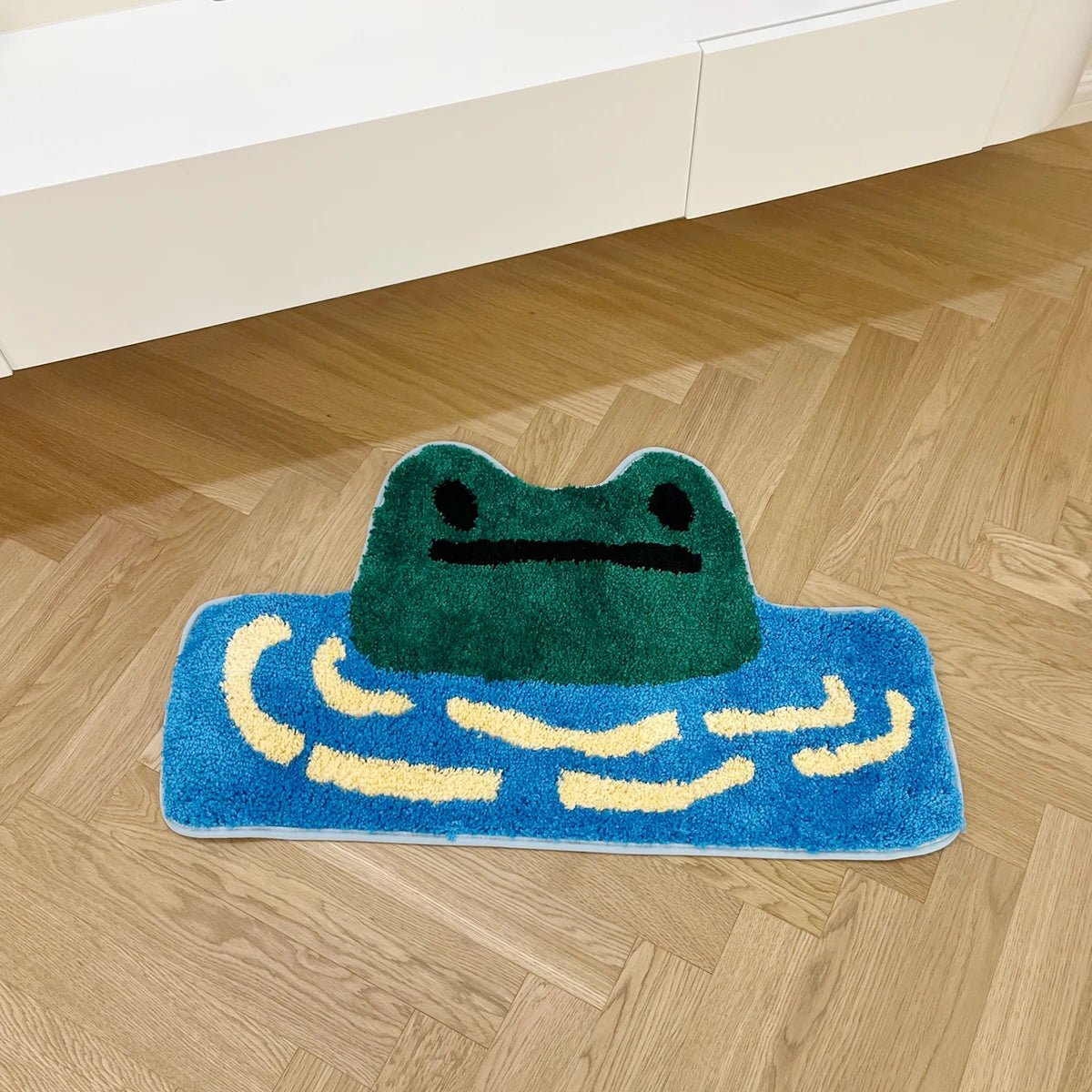 Green and Blue Tufted Cartoon Frog Rug - TheRugGuy