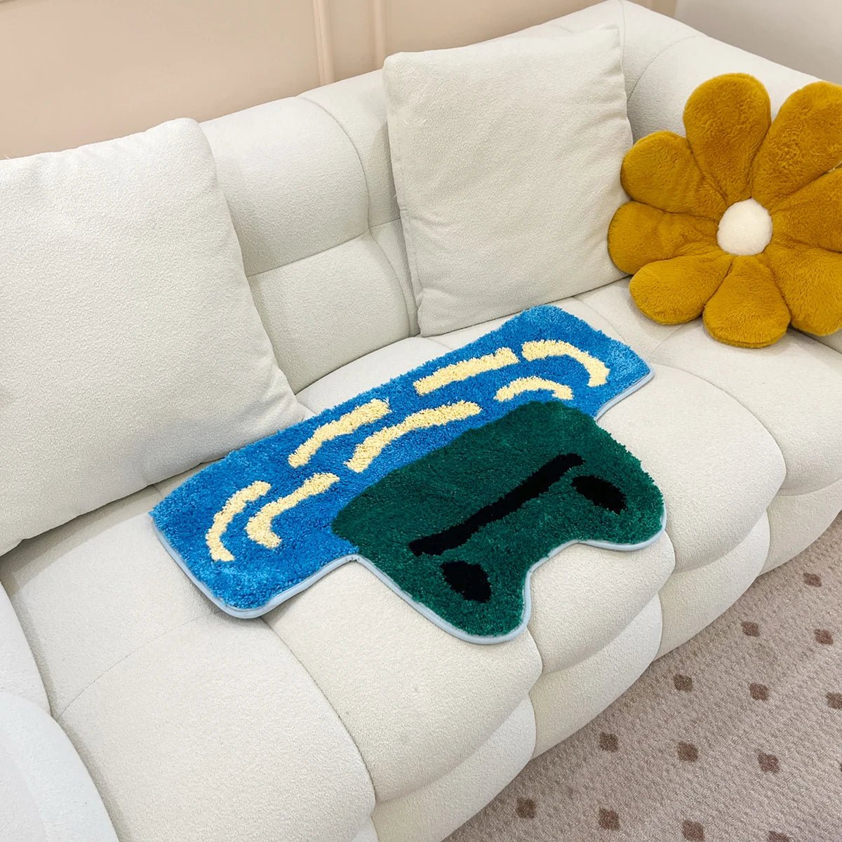 Green and Blue Tufted Cartoon Frog Rug - TheRugGuy