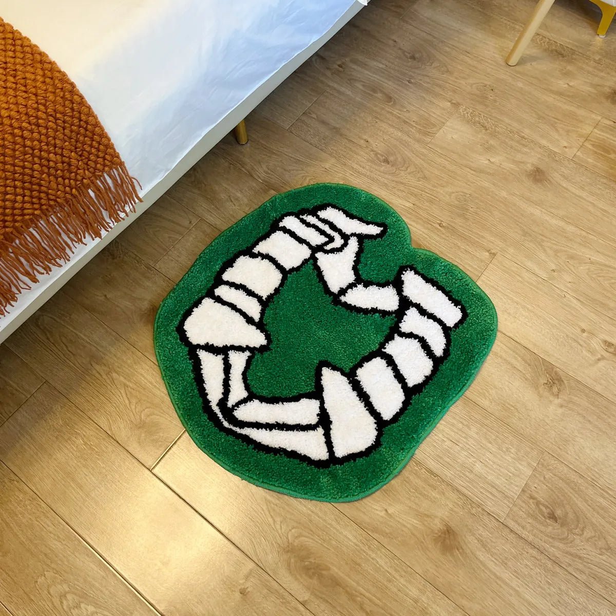 Green Vampire Teeth Halloween Rug - TheRugGuy