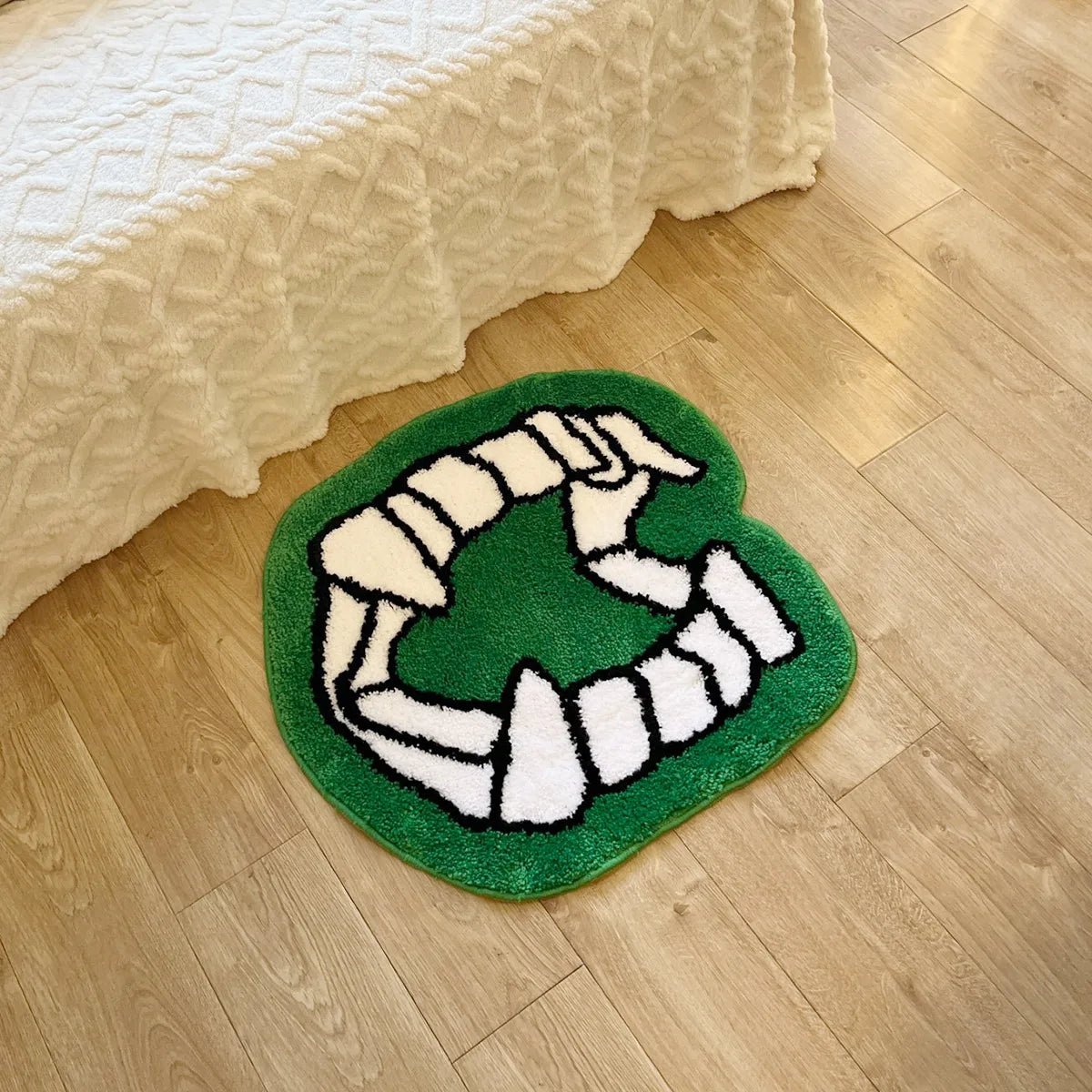 Green Vampire Teeth Halloween Rug - TheRugGuy