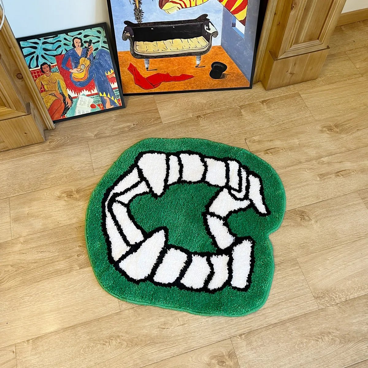 Green Vampire Teeth Halloween Rug - TheRugGuy