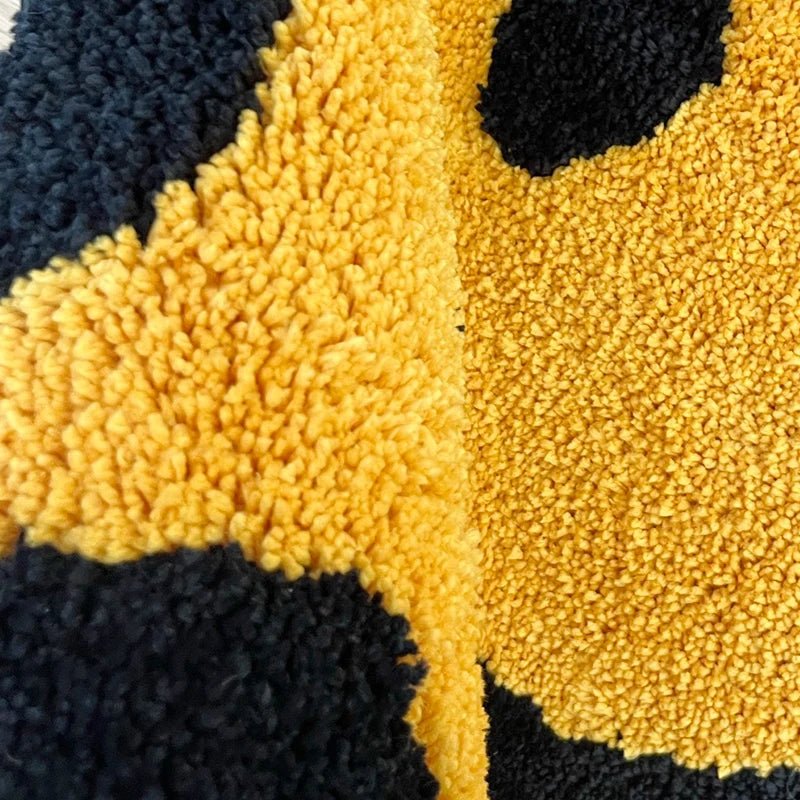 Handmade Yellow Trippy Smiling Tufting Rug - TheRugGuy