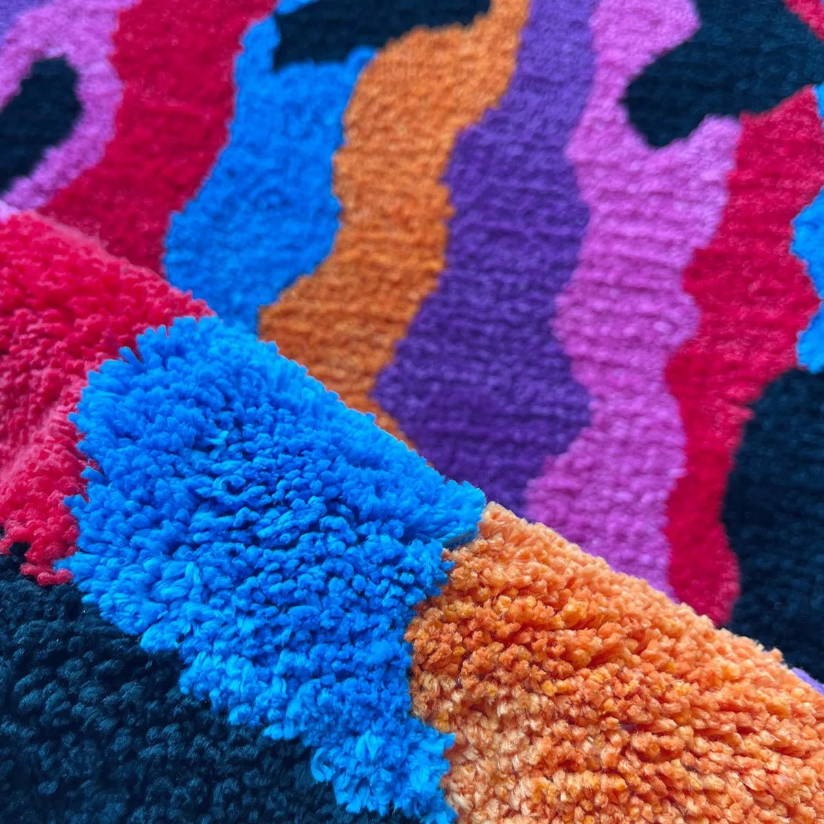 Orange Tufted Trippy Smiley Face rug - TheRugGuy