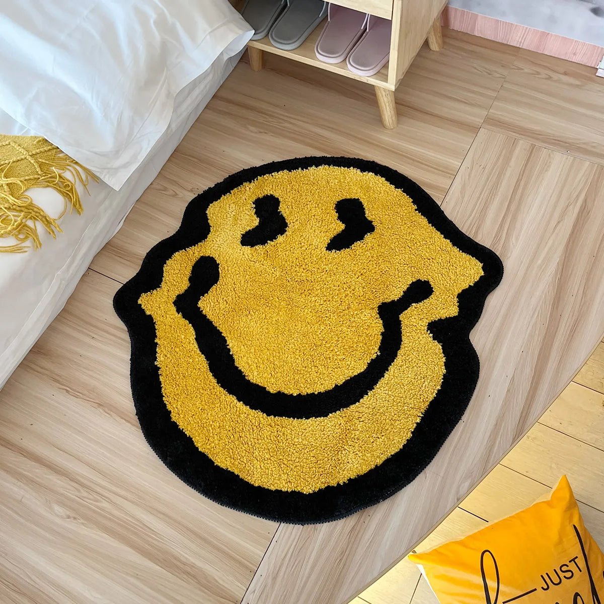Orange Tufted Trippy Smiley Face rug - TheRugGuy