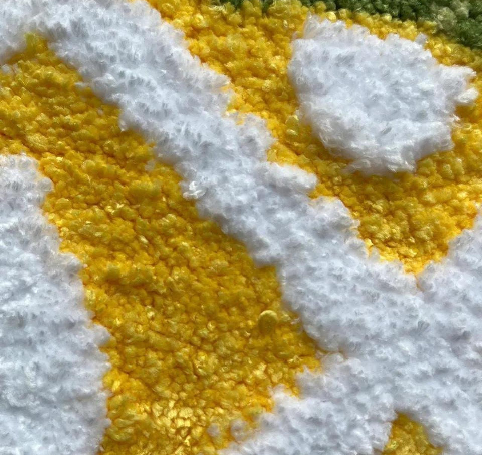 Yellow and White Tufted Pineapple Rug