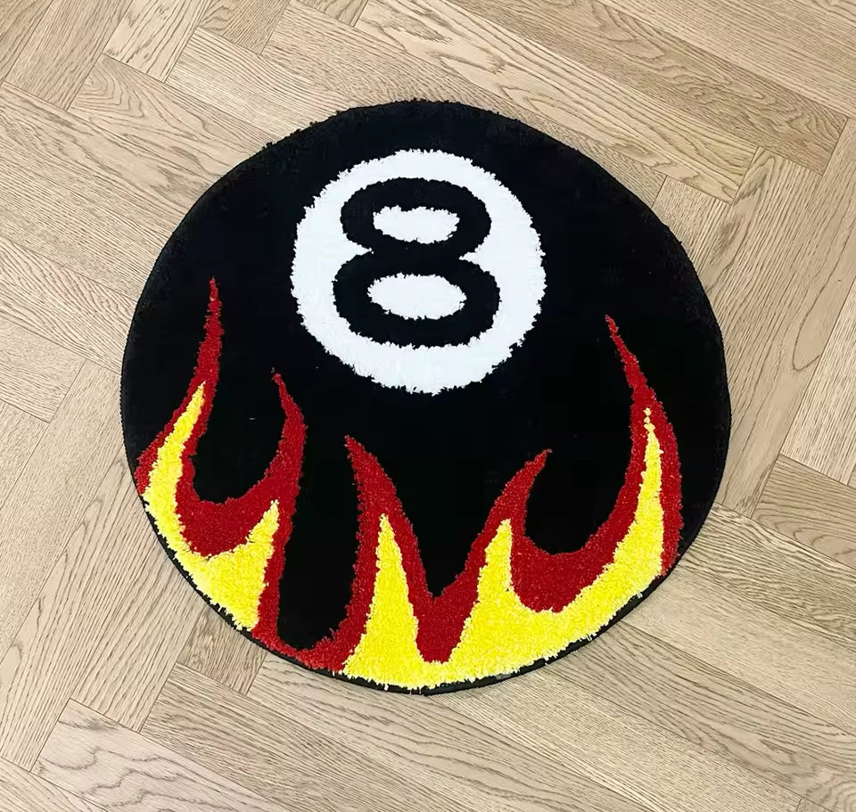 Tufted Fire 8 Ball Rug