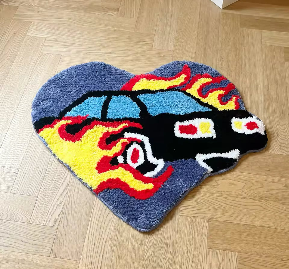 Heart Shaped Flame Rug