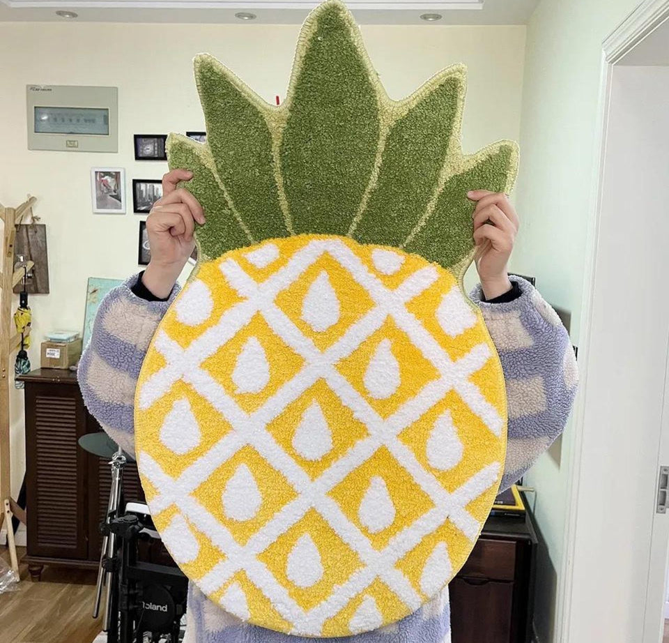 Yellow and White Tufted Pineapple Rug