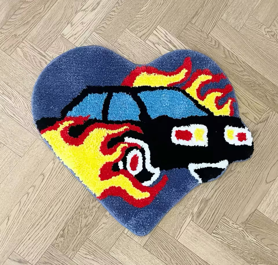 Heart Shaped Flame Rug