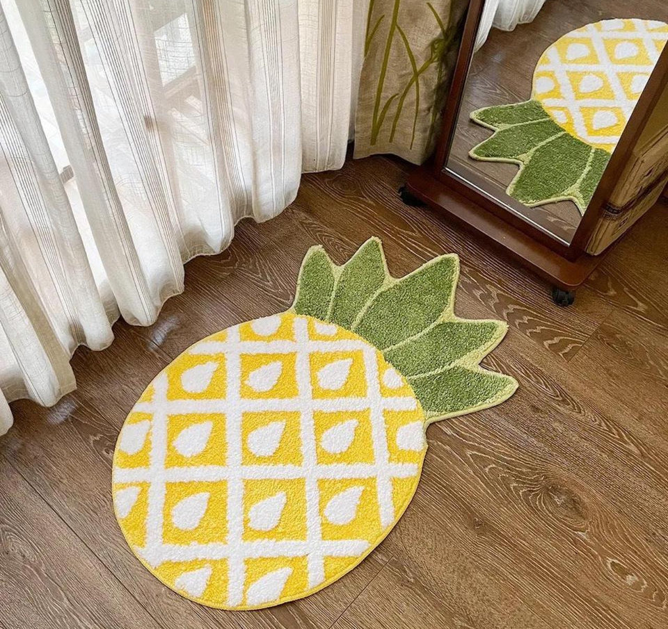 Yellow and White Tufted Pineapple Rug