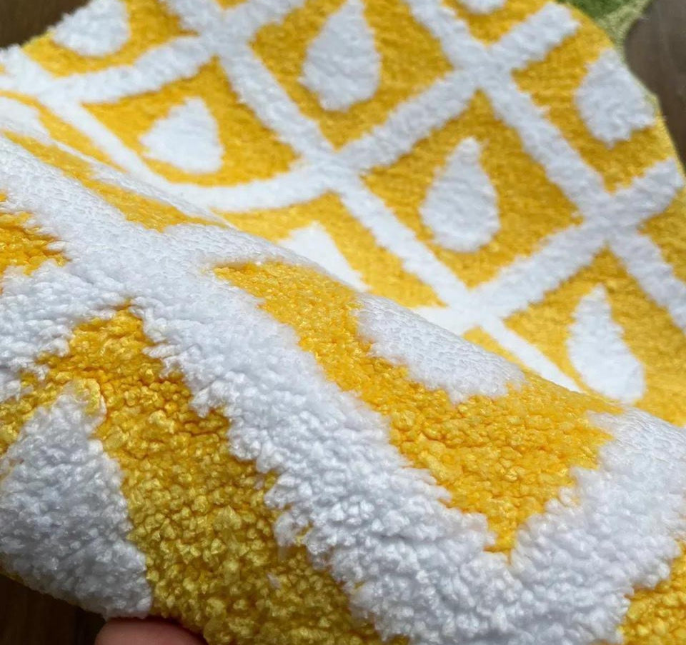 Yellow and White Tufted Pineapple Rug