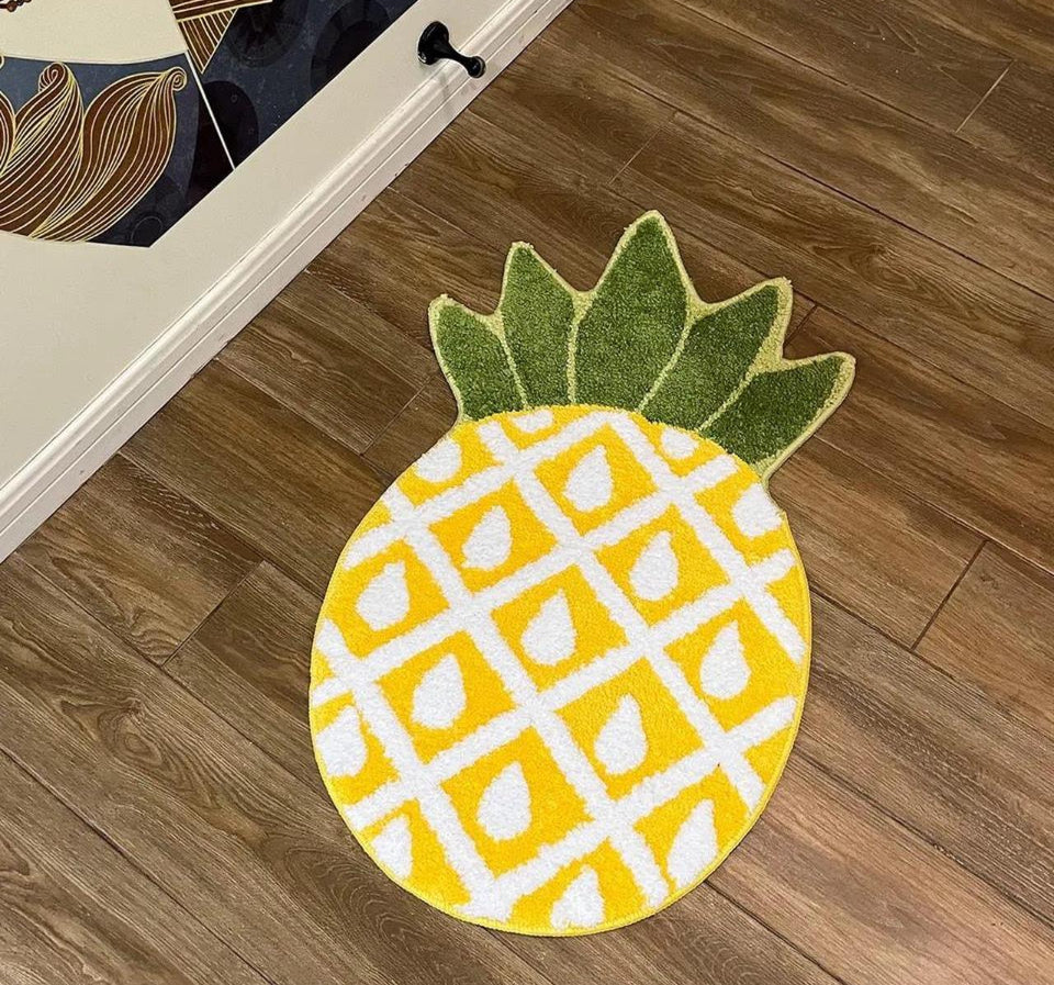 Yellow and White Tufted Pineapple Rug