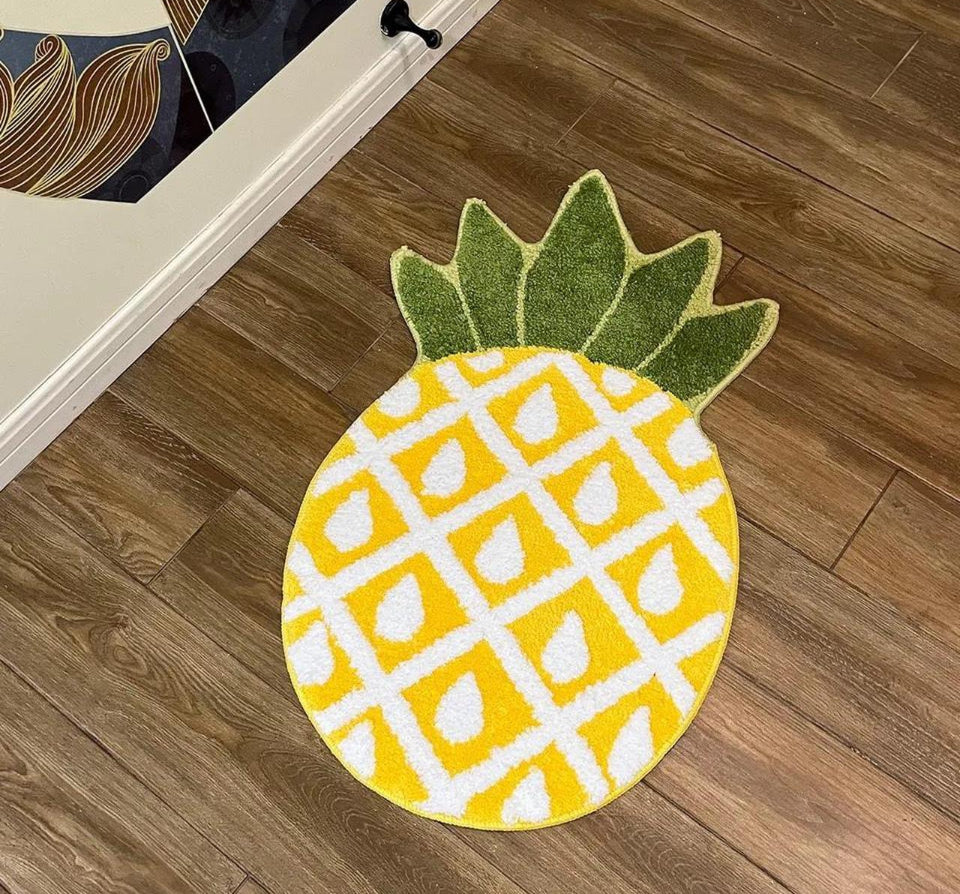 Yellow and White Tufted Pineapple Rug