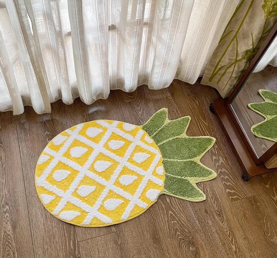 Yellow and White Tufted Pineapple Rug