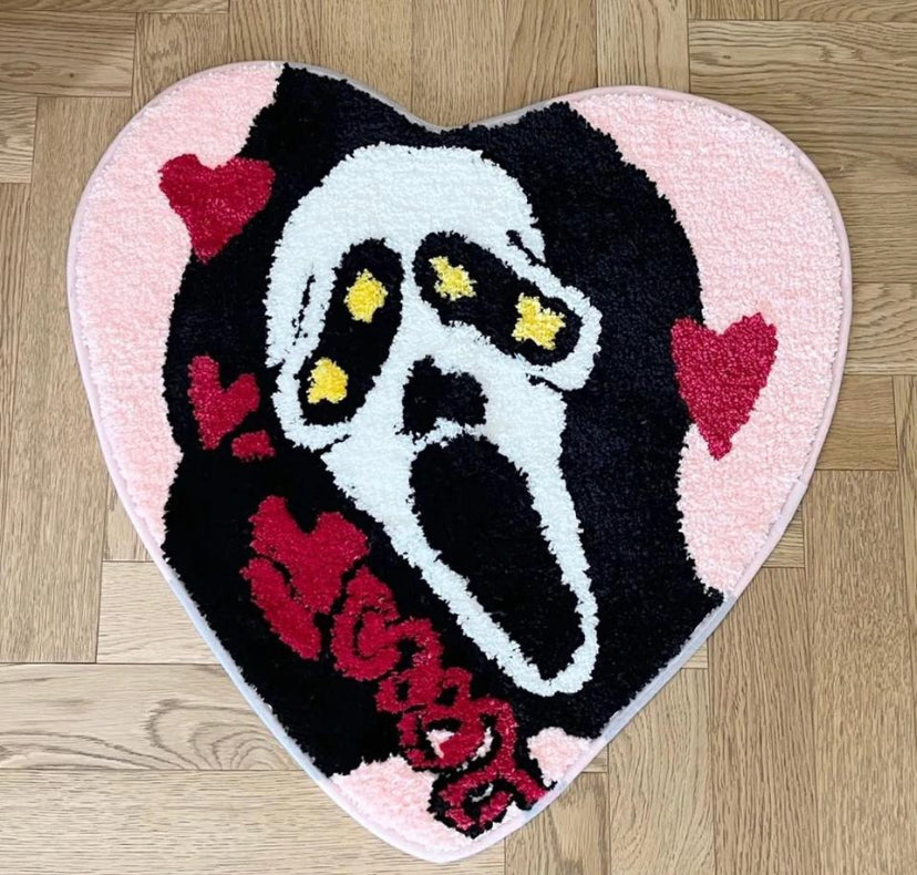 Tufted Ghost Face Heart Rug - Soft Furnishings