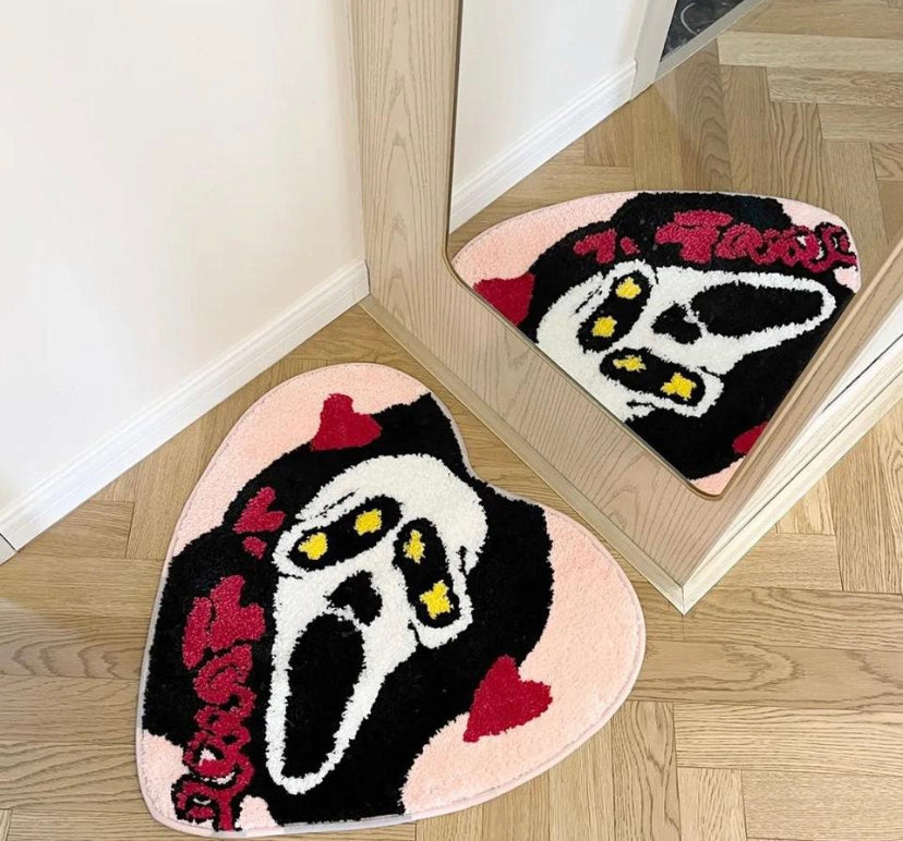 Tufted Ghost Face Heart Rug - Soft Furnishings