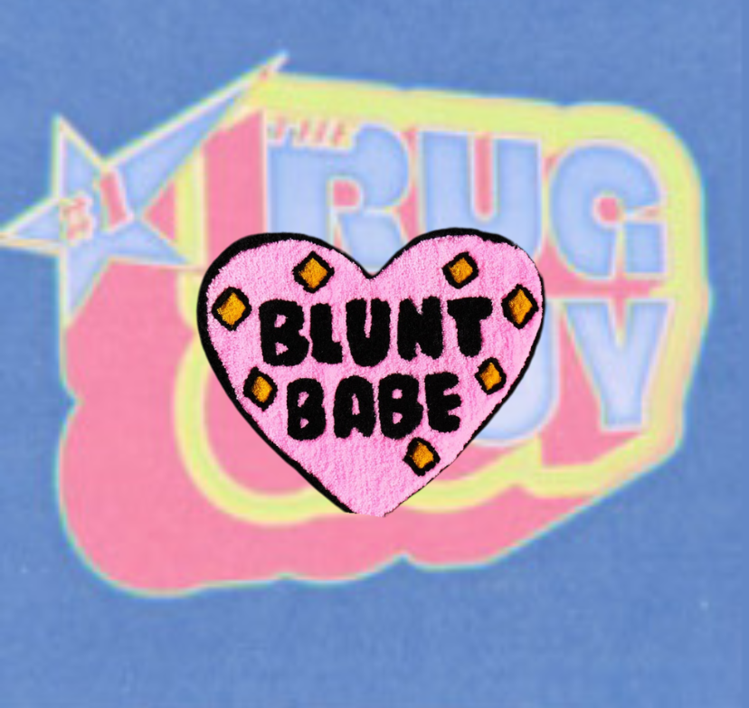 Pink and Black Tufted "Blunt Babe" Heart Rug