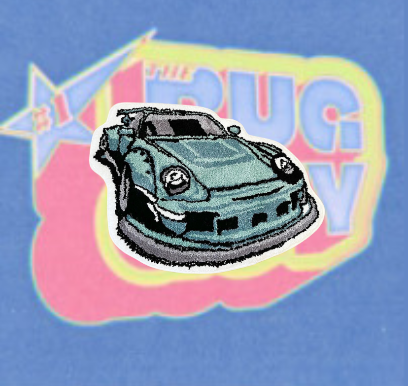 Blue Tufted "Porsche 911 Car" Rug