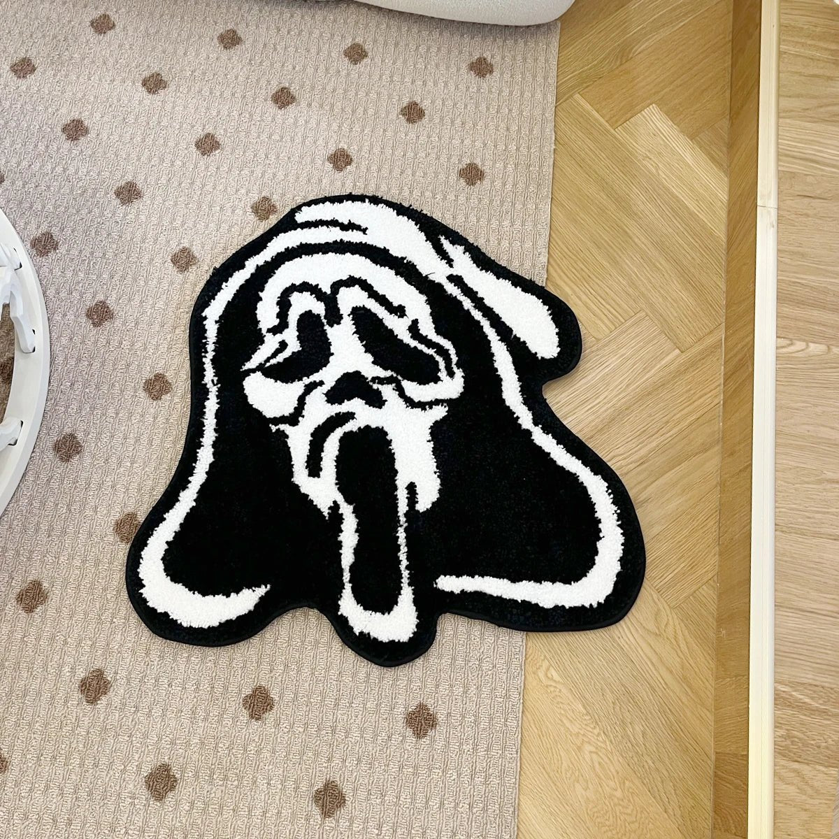 Black and White Tufted "Ghost Face" Rug - TheRugGuy