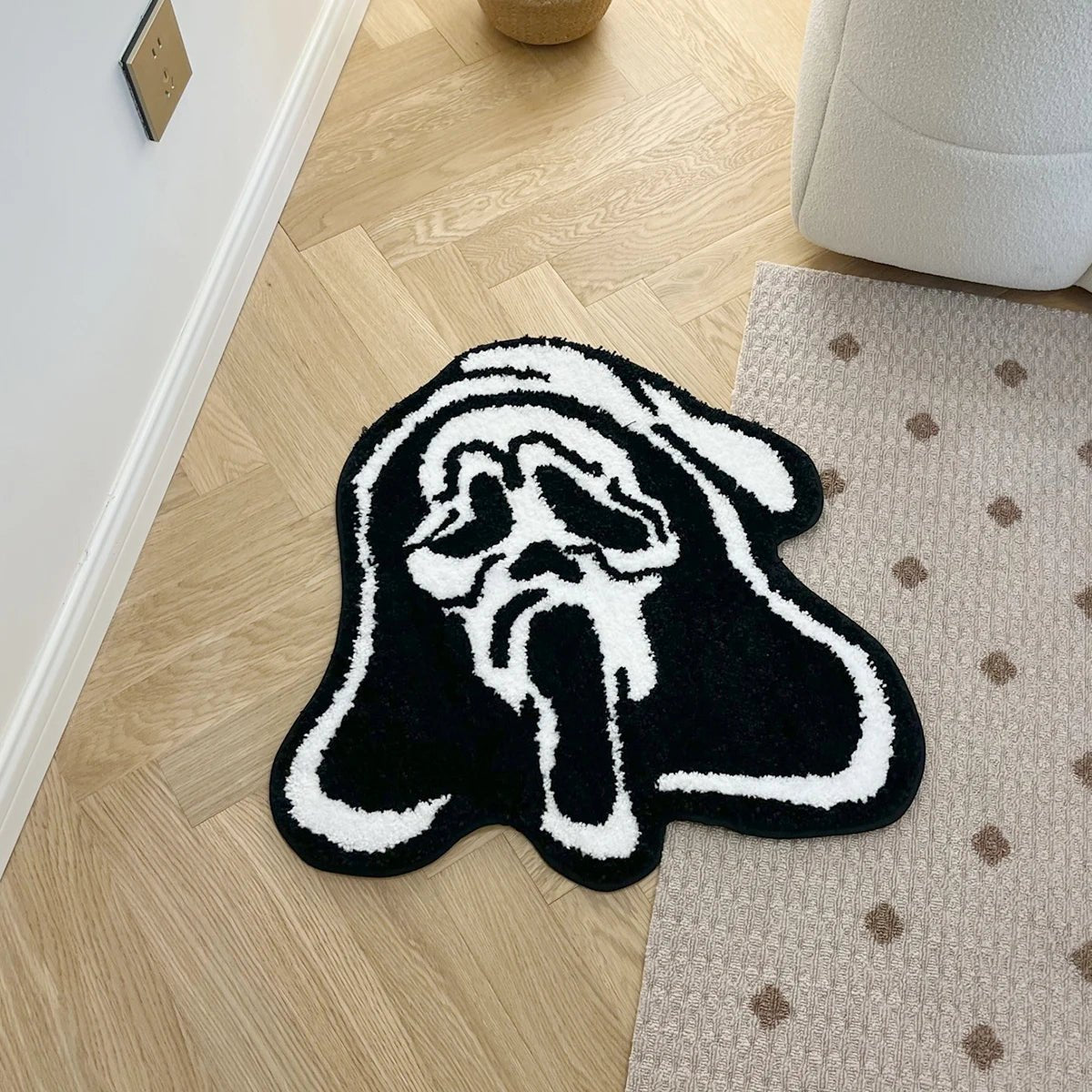 Black and White Tufted "Ghost Face" Rug - TheRugGuy