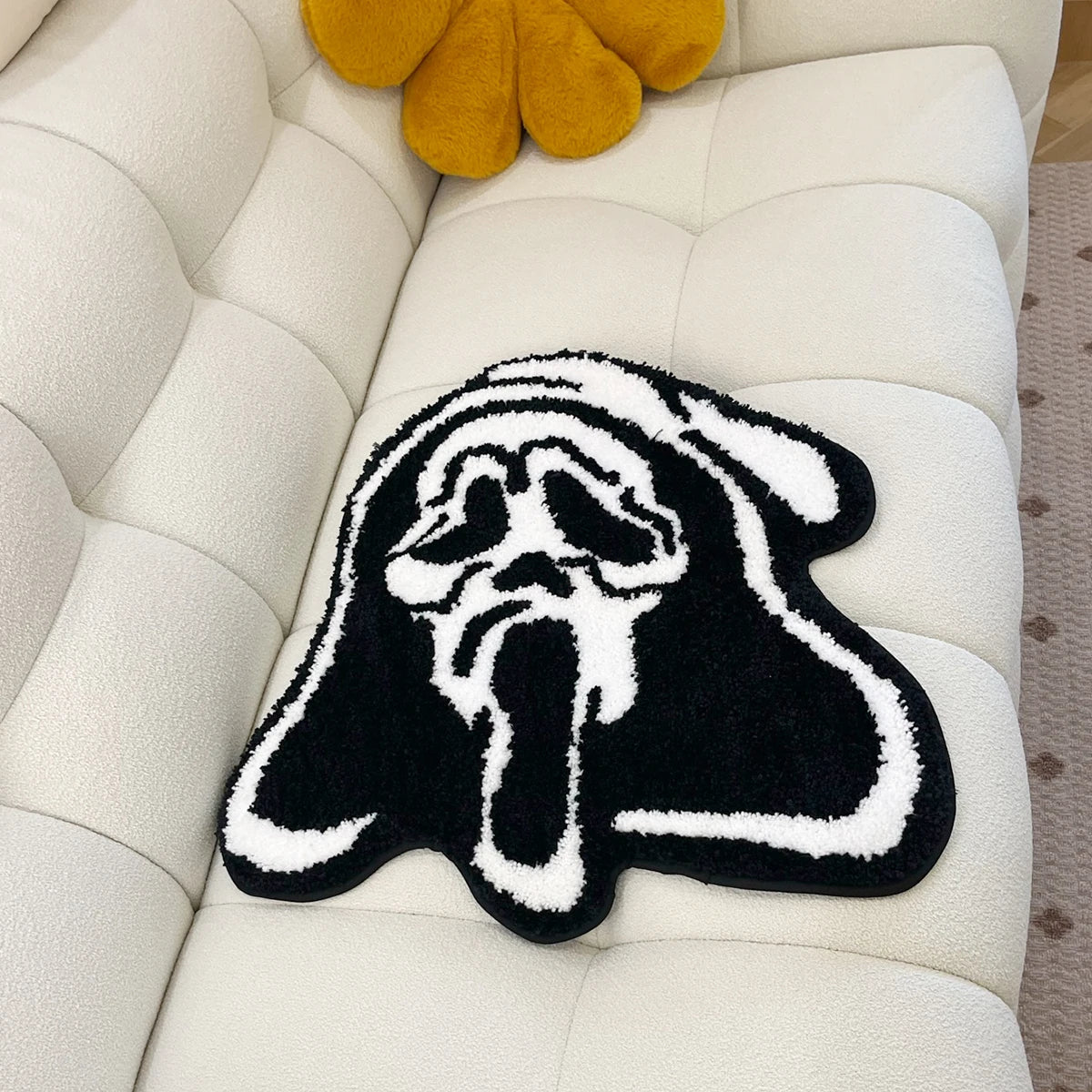 Black and White Tufted "Ghost Face" Rug - TheRugGuy