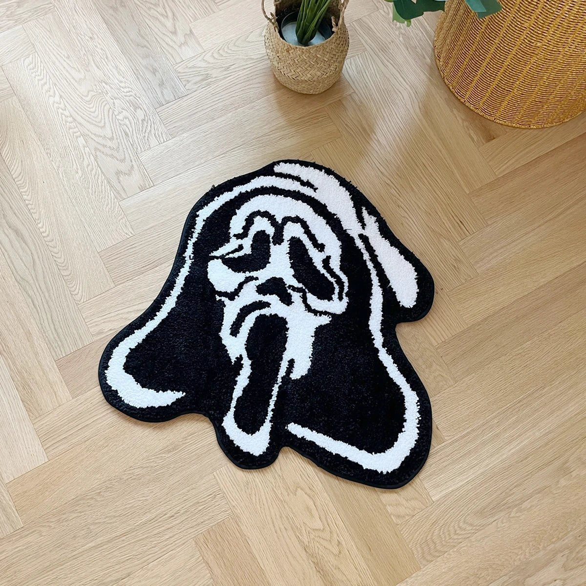 Black and White Tufted "Ghost Face" Rug - TheRugGuy