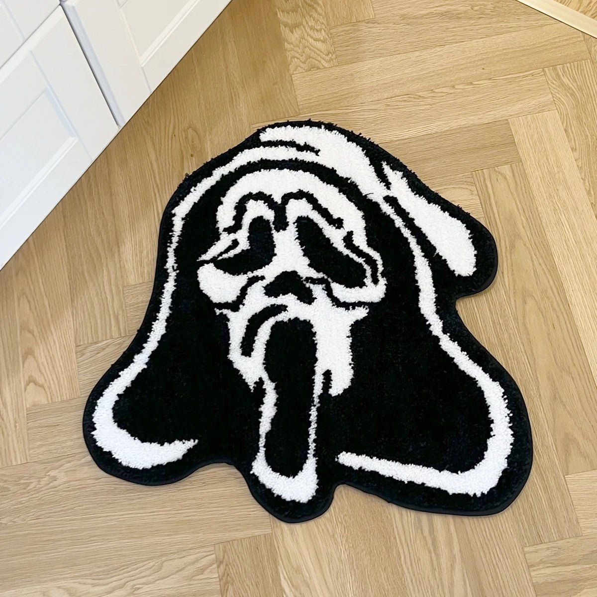 Black and White Tufted "Ghost Face" Rug - TheRugGuy