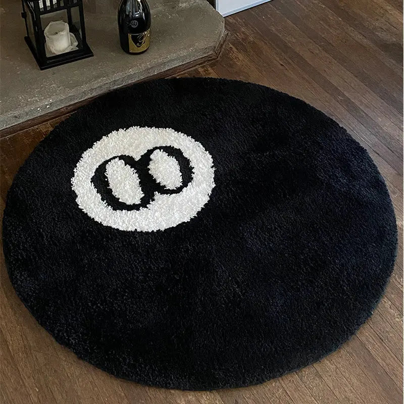 Black Tufted Stussy 8 ball Pool rug - TheRugGuy