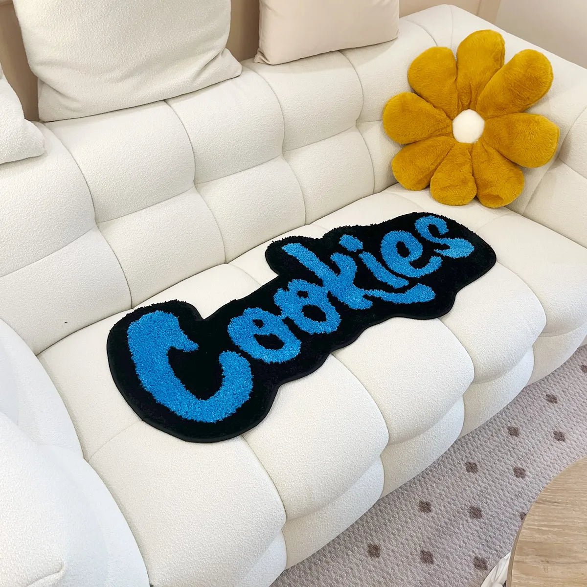 Blue and Black "Cookies" Modern Tufted rug - TheRugGuy