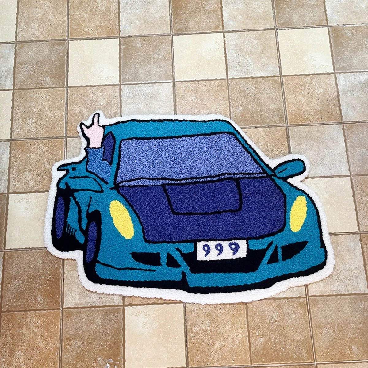 Blue and Purple Tufted "JUICE WRLD 999 Car" Rug - TheRugGuy