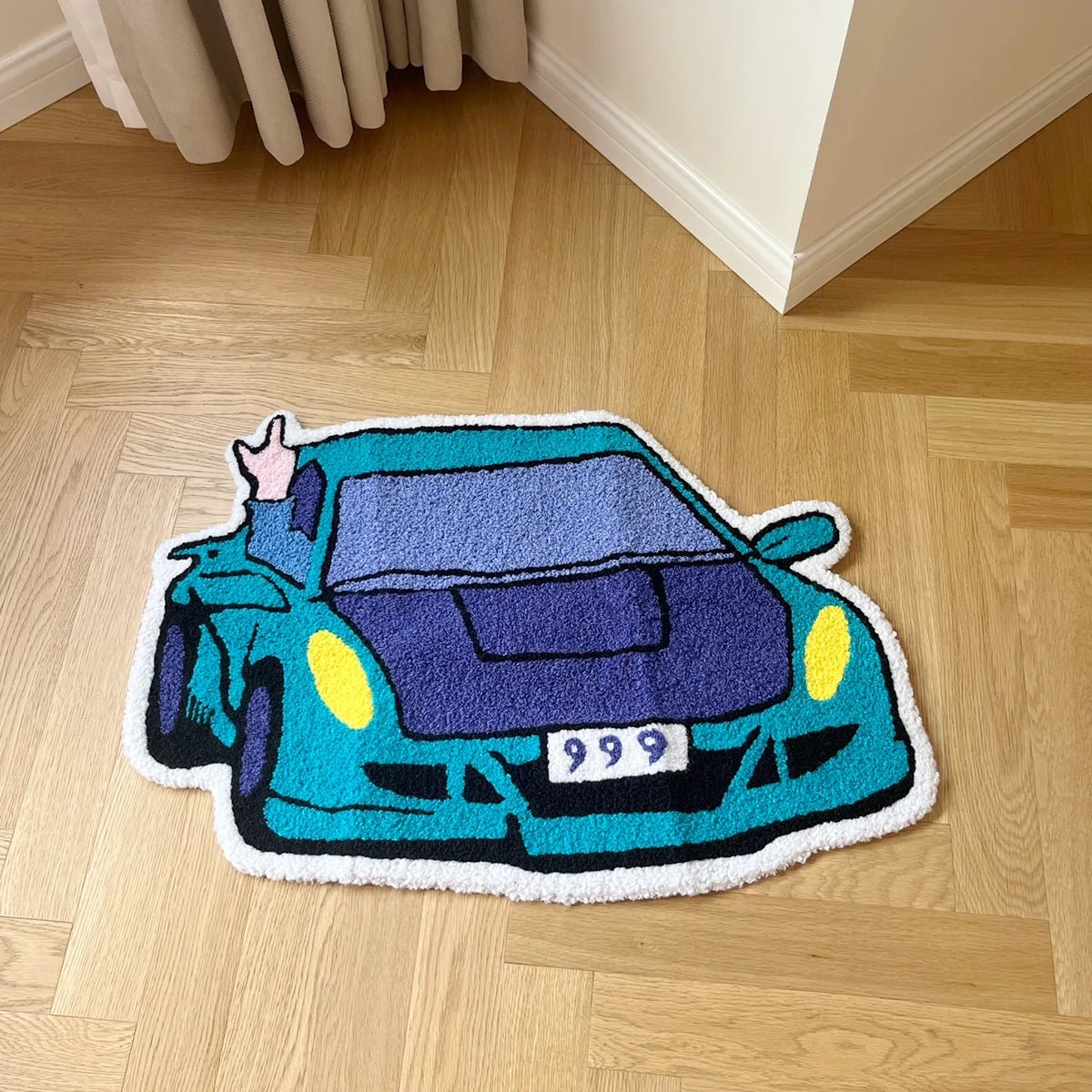 Blue and Purple Tufted "JUICE WRLD 999 Car" Rug - TheRugGuy