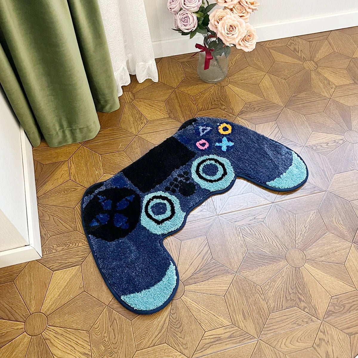 Blue Tufted Cartoon Playstation Gaming Rug - TheRugGuy