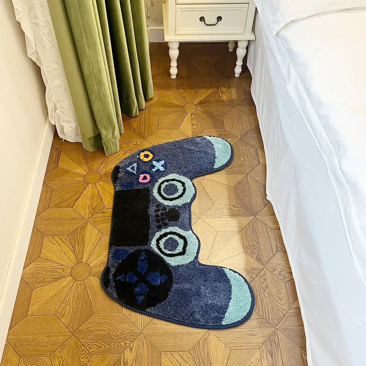 Blue Tufted Cartoon Playstation Gaming Rug - TheRugGuy