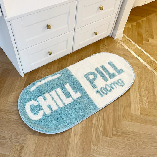 Blue Tufted "Chill Pill" rug - TheRugGuy