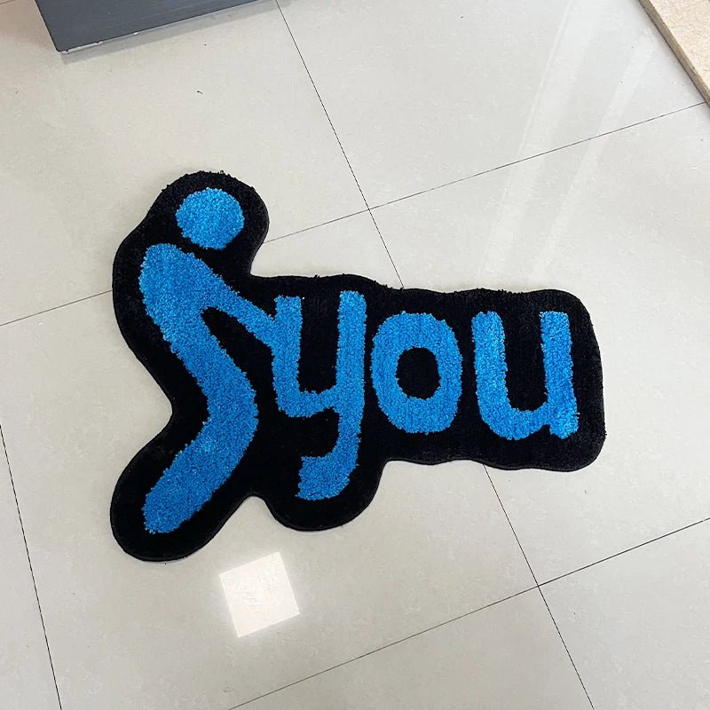 Blue Tufted "F*CK YOU" Rug - TheRugGuy