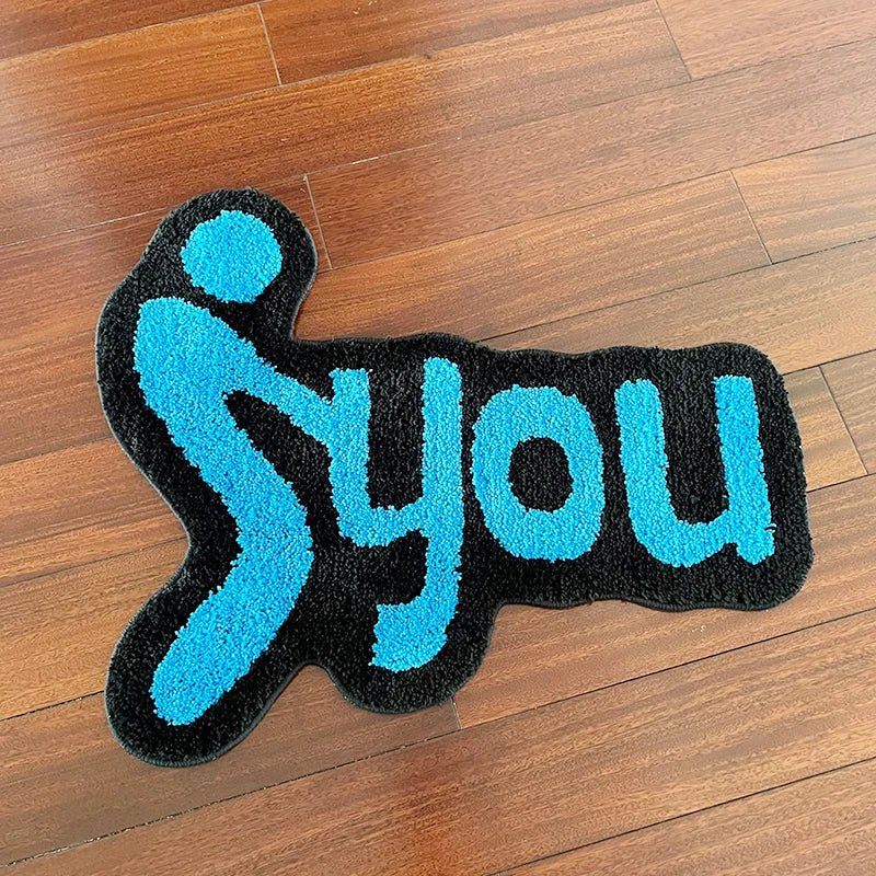 Blue Tufted "F*CK YOU" Rug - TheRugGuy