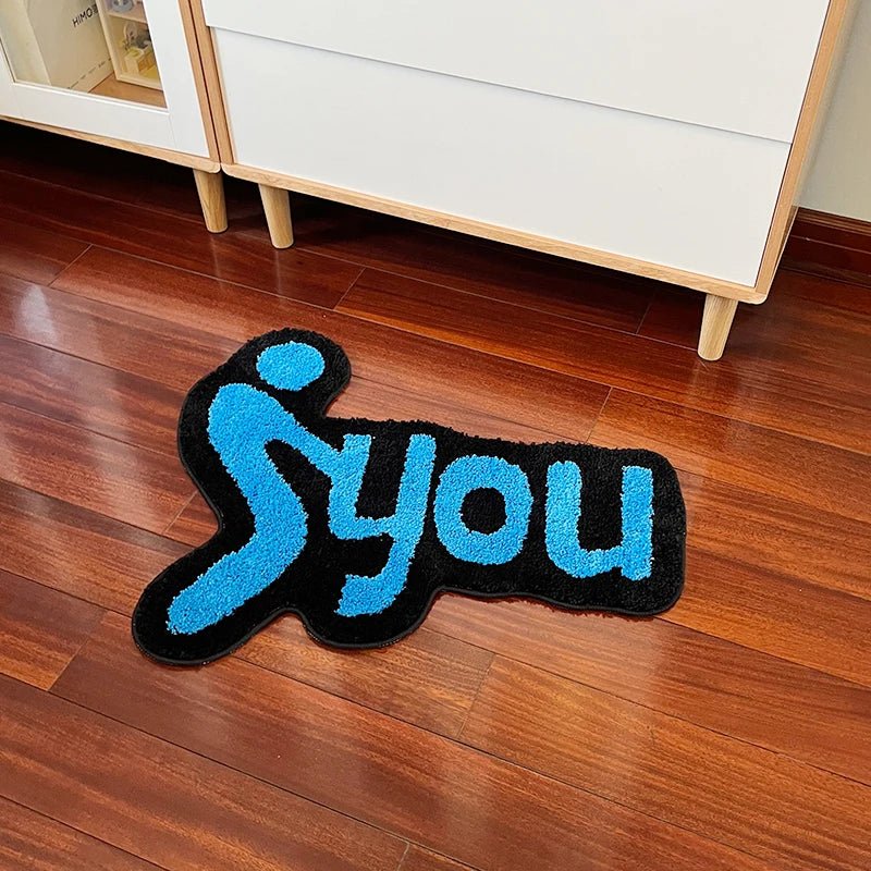 Blue Tufted "F*CK YOU" Rug - TheRugGuy