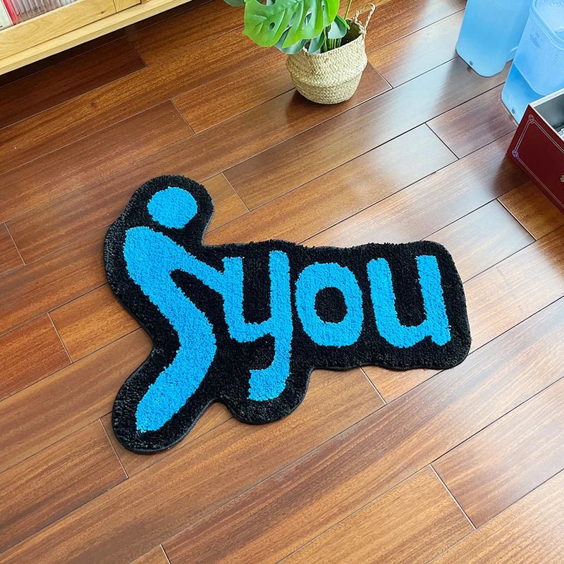 Blue Tufted "F*CK YOU" Rug - TheRugGuy